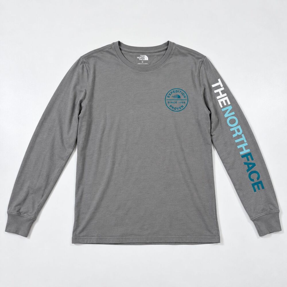 The North Face Women’s Long Sleeve T-Shirt Gray Size Small Logo Casual Tee